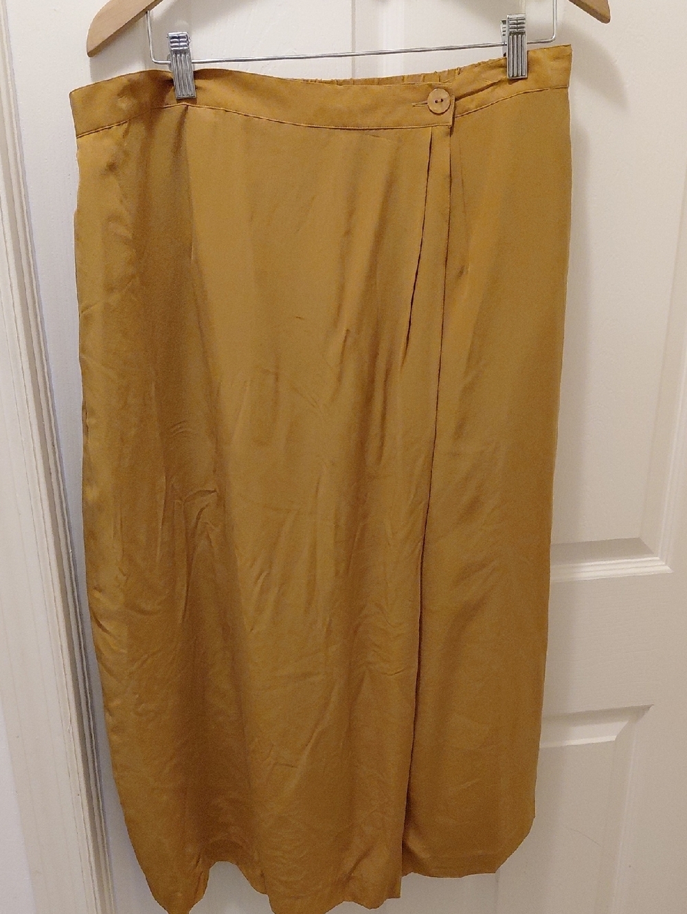 Wrap-Front Midi Skirt in Mustard